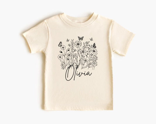 Personalized Kids And Adult Floral Shirt | Boho Wildflower Tee for Spring and Summer