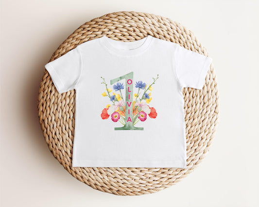 Personalized Wildflower First Birthday Shirt | Floral 1st Birthday Baby Bodysuit | One Birthday Baby Outift