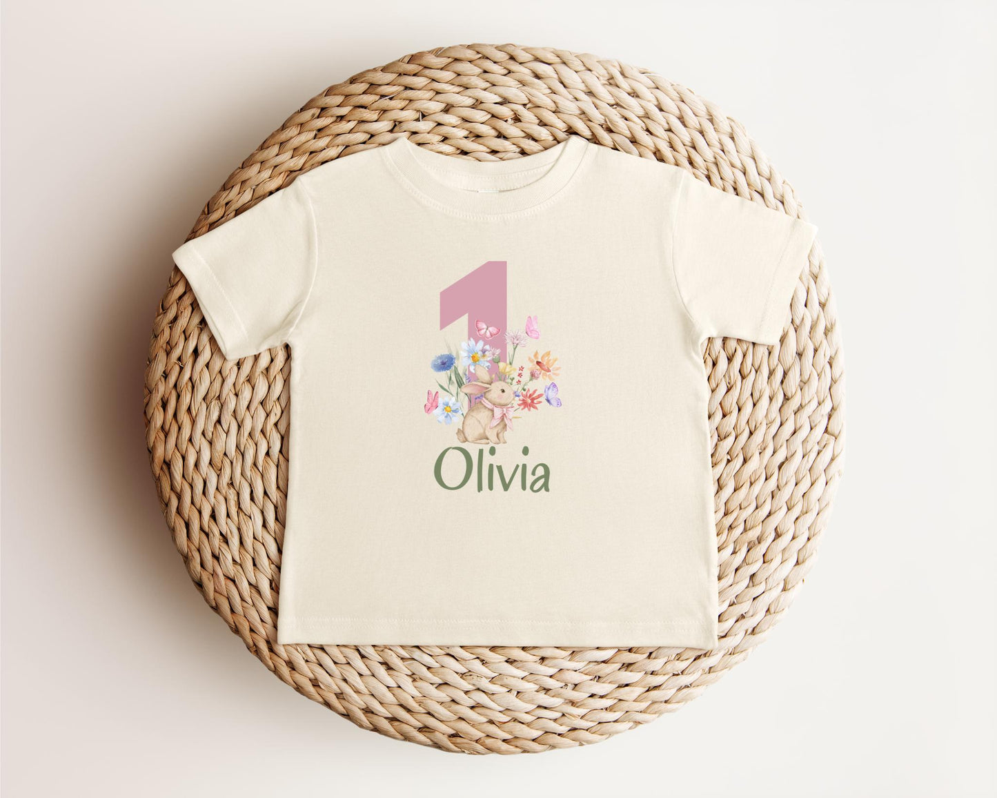 Personalized Bunny First Birthday Tee | Wildflower Rabbit 1st Birthday Girl Outift | Some Bunny is One | Easter Birthday