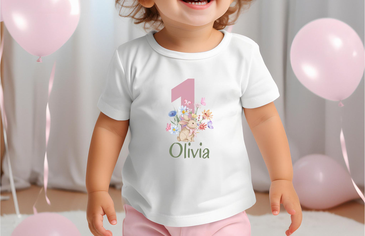 Personalized Bunny First Birthday Tee | Wildflower Rabbit 1st Birthday Girl Outift | Some Bunny is One | Easter Birthday