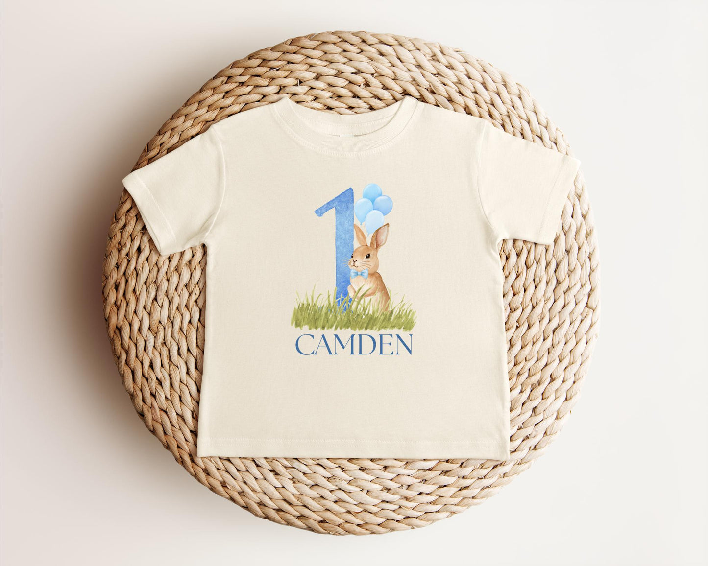 Personalized Bunny First Birthday Tee | Blue Rabbit 1st Birthday Boy Outift | Some Bunny is One | Easter Birthday