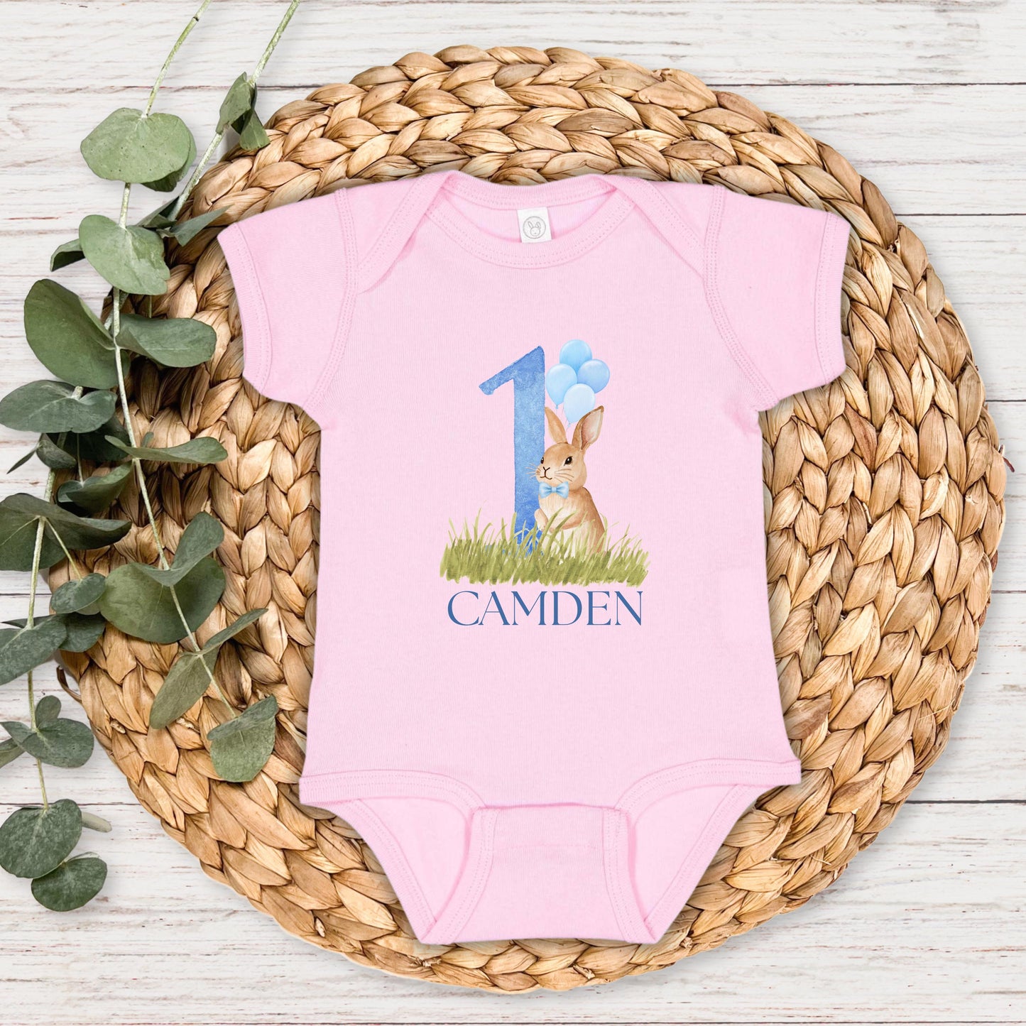 Personalized Bunny First Birthday Tee | Blue Rabbit 1st Birthday Boy Outift | Some Bunny is One | Easter Birthday