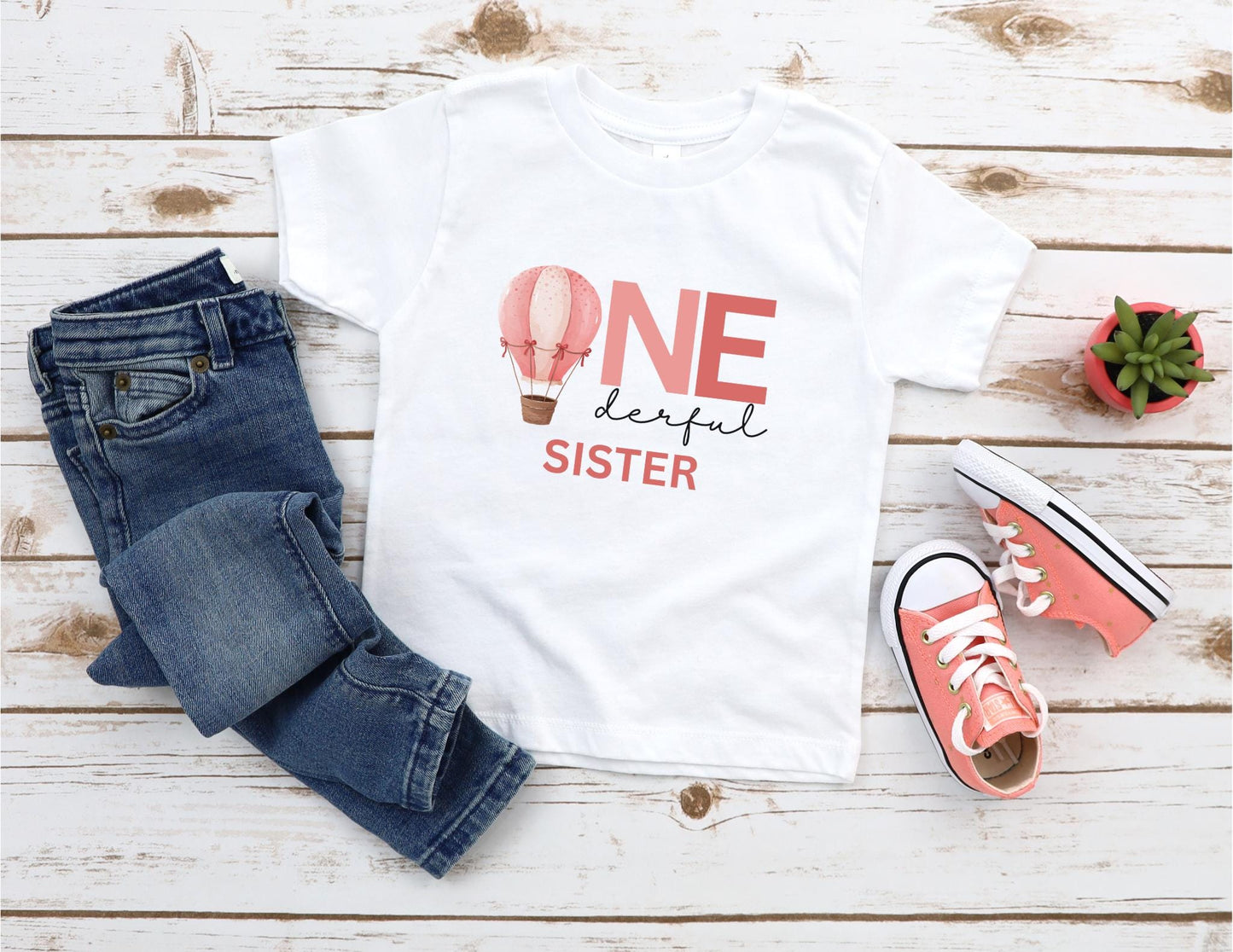 Personalized Pink Hot Air Balloon First Birthday Family Shirt | Custom 1st Birthday Outfit | Birthday Girl Tee