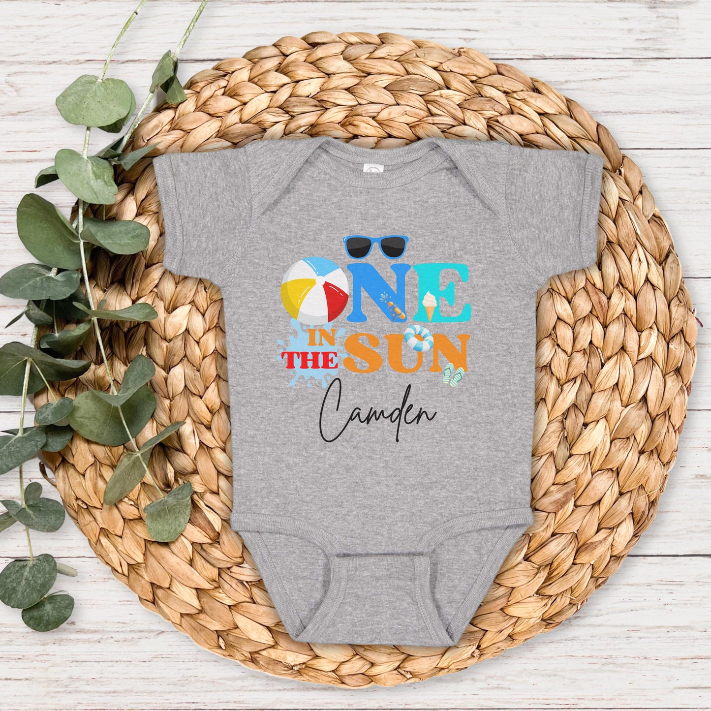 Personalized One In The Sun Pool Party Theme Birthday Boy Shirt | 1st Birthday Outfit | Summer Splish Splash Swimming Pool Birthday Party