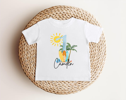 Personalized Surf First Birthday Shirt | The Big One Shirt | 1st Birthday Tee | Catch A Wave Birthday Outfit | Surfs Up T-Shirt