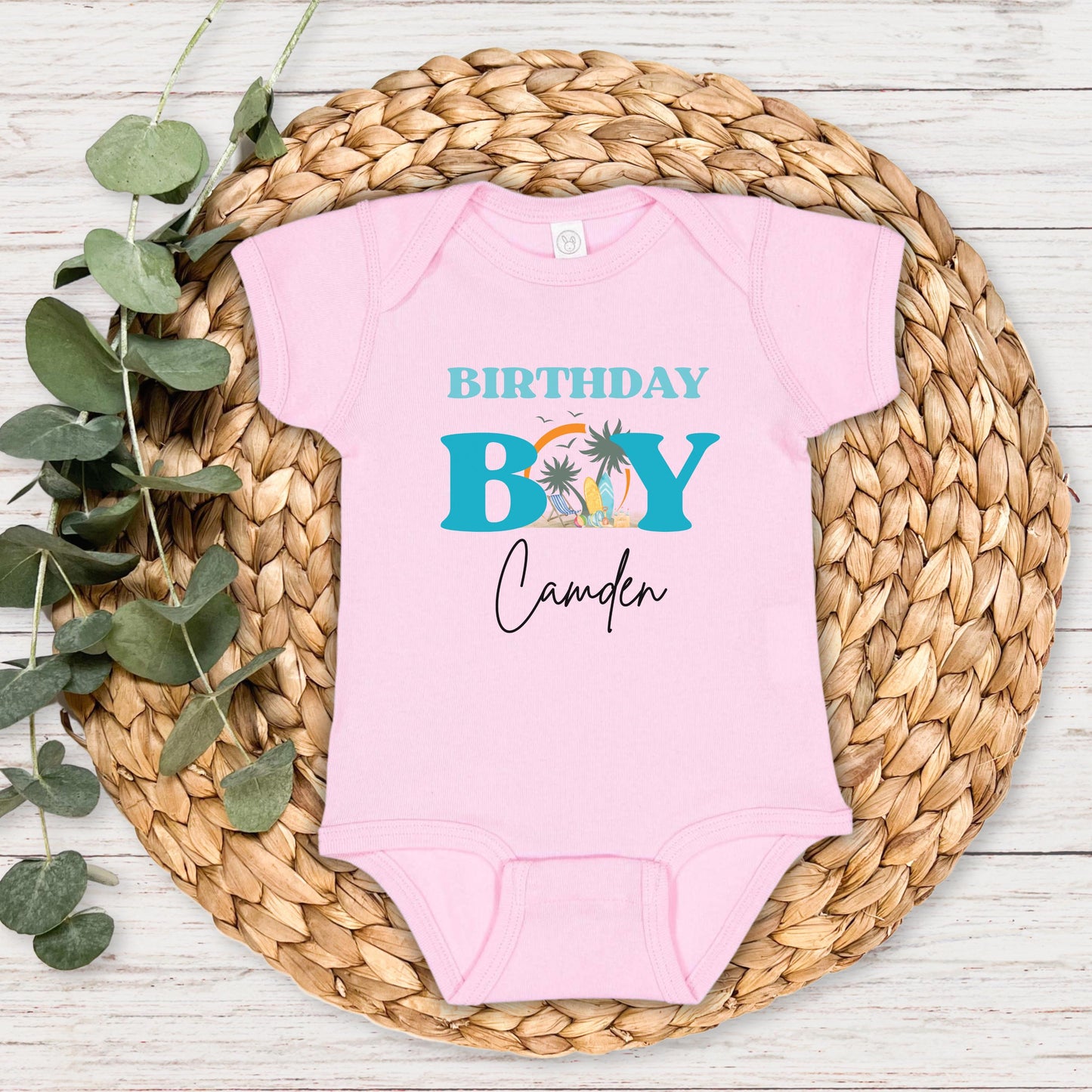 Personalized Surf Birthday Boy Shirt: Beach Themed 1st Birthday Shirt