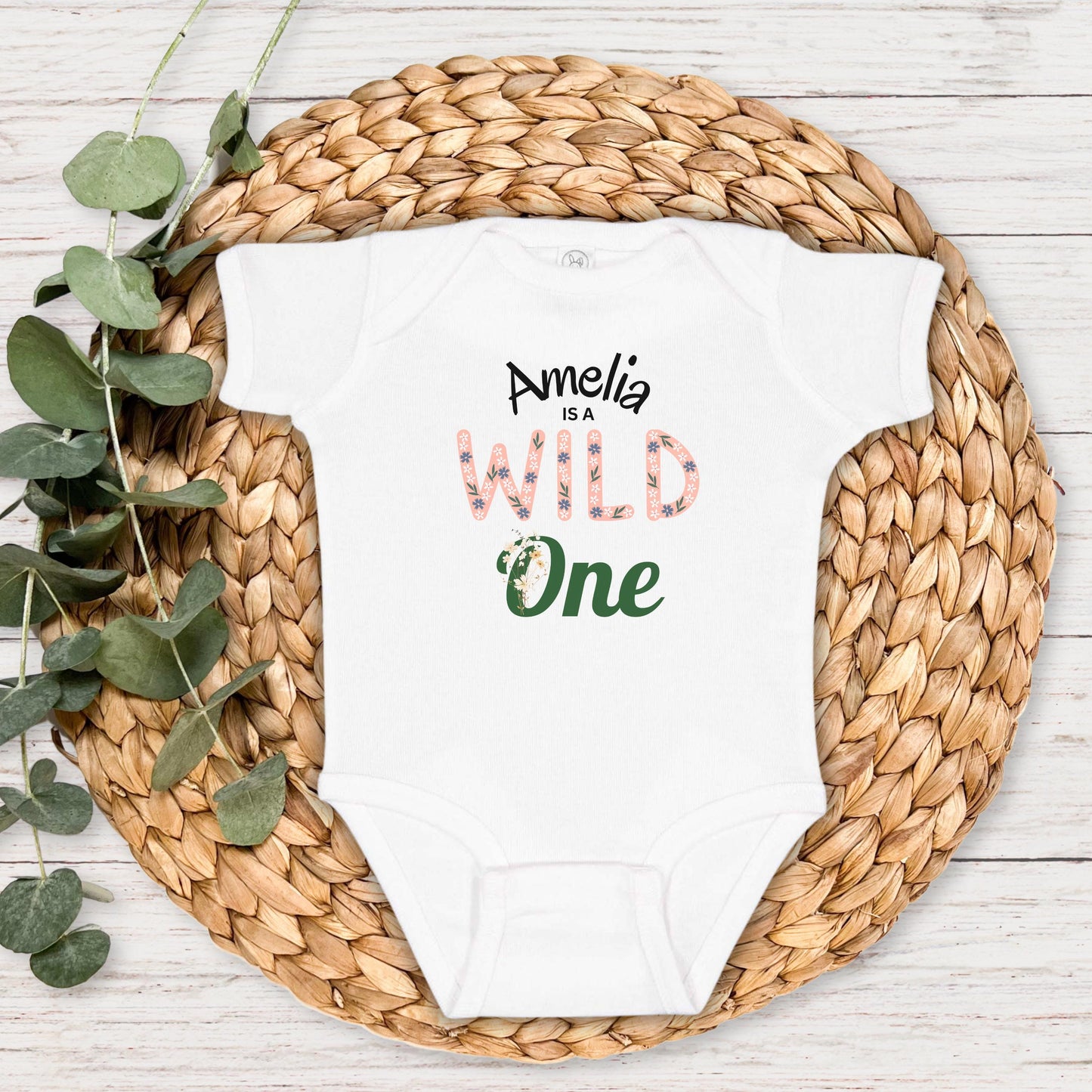 Personalized Wild One First Birthday Floral Shirt | Boho 1st Birthday Girl's Outfit | Wild Flower Birthday Party Birthday Party