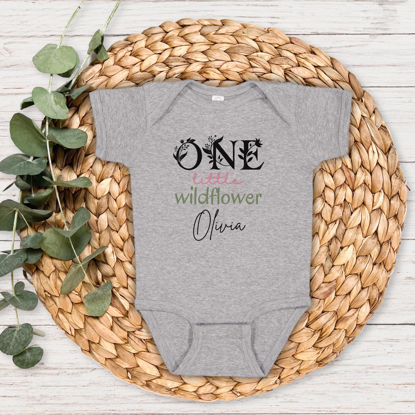 Personalized One Little Wildflower Floral First Birthday Shirt | 1st Birthday Girl Flower Outfit