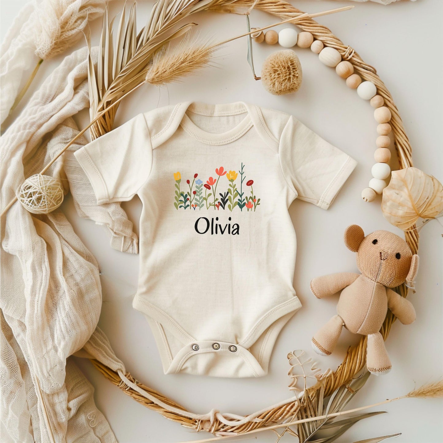 Personalized Kids Floral Shirt | Boho Wildflower Tee for Spring and Summer