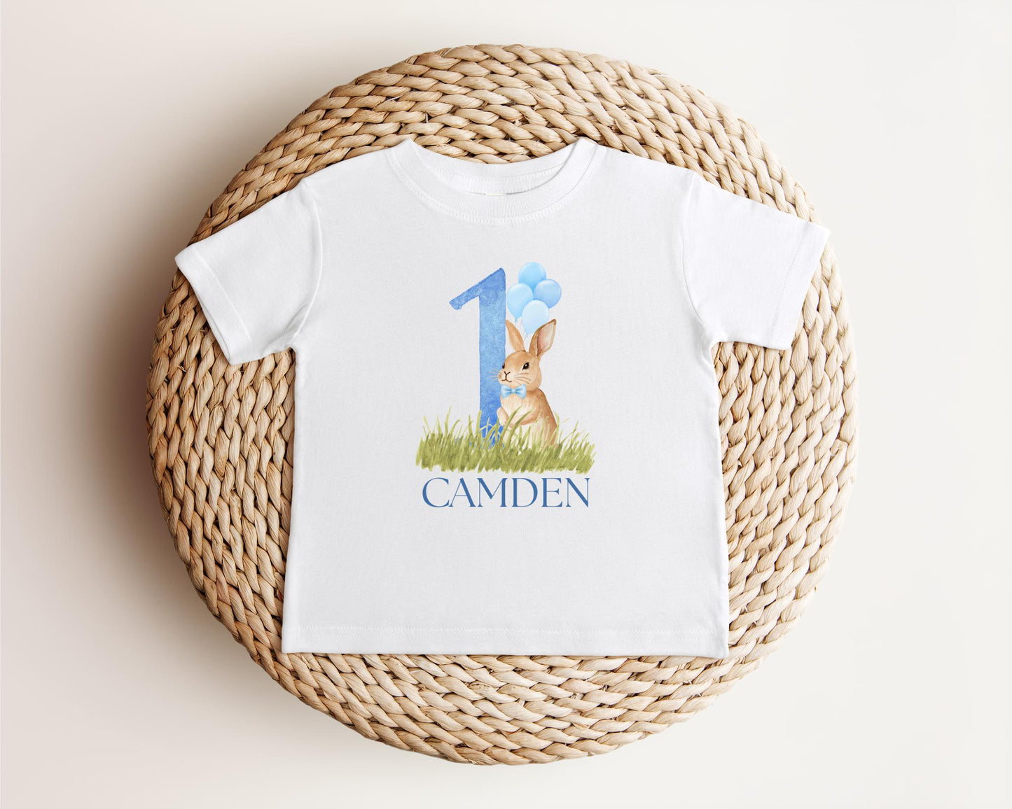 Personalized Bunny First Birthday Tee | Blue Rabbit 1st Birthday Boy Outift | Some Bunny is One | Easter Birthday