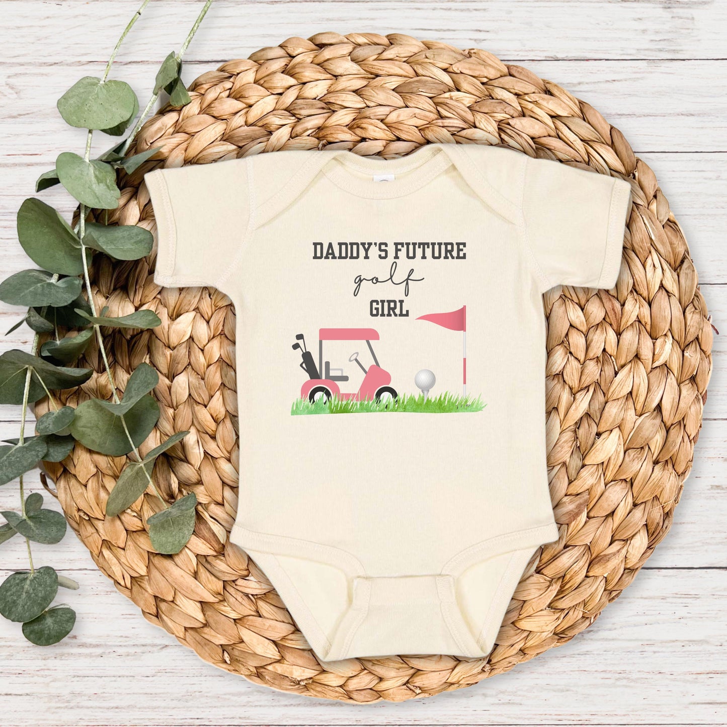 Daddy's Future Golf Girl | Personalized Sports Outfit | Newborn Baby Shower Gift | Pregnancy Announcement to Husband | New Dad