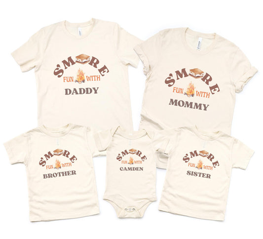 Personalized Smores Fun Matching Family Birthday Shirts | Camping Family Group Tees With Name | Any Age Birthday