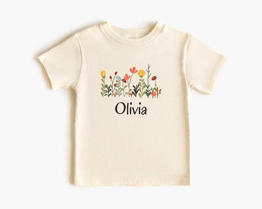 Personalized Kids Floral Shirt | Boho Wildflower Tee for Spring and Summer