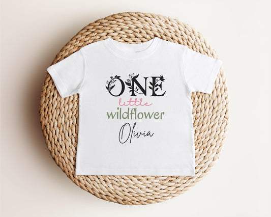 Personalized One Little Wildflower Floral First Birthday Shirt | 1st Birthday Girl Flower Outfit