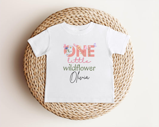 Personalized One Little Wildflower Floral First Birthday Shirt | 1st Birthday Girl Flower Outfit