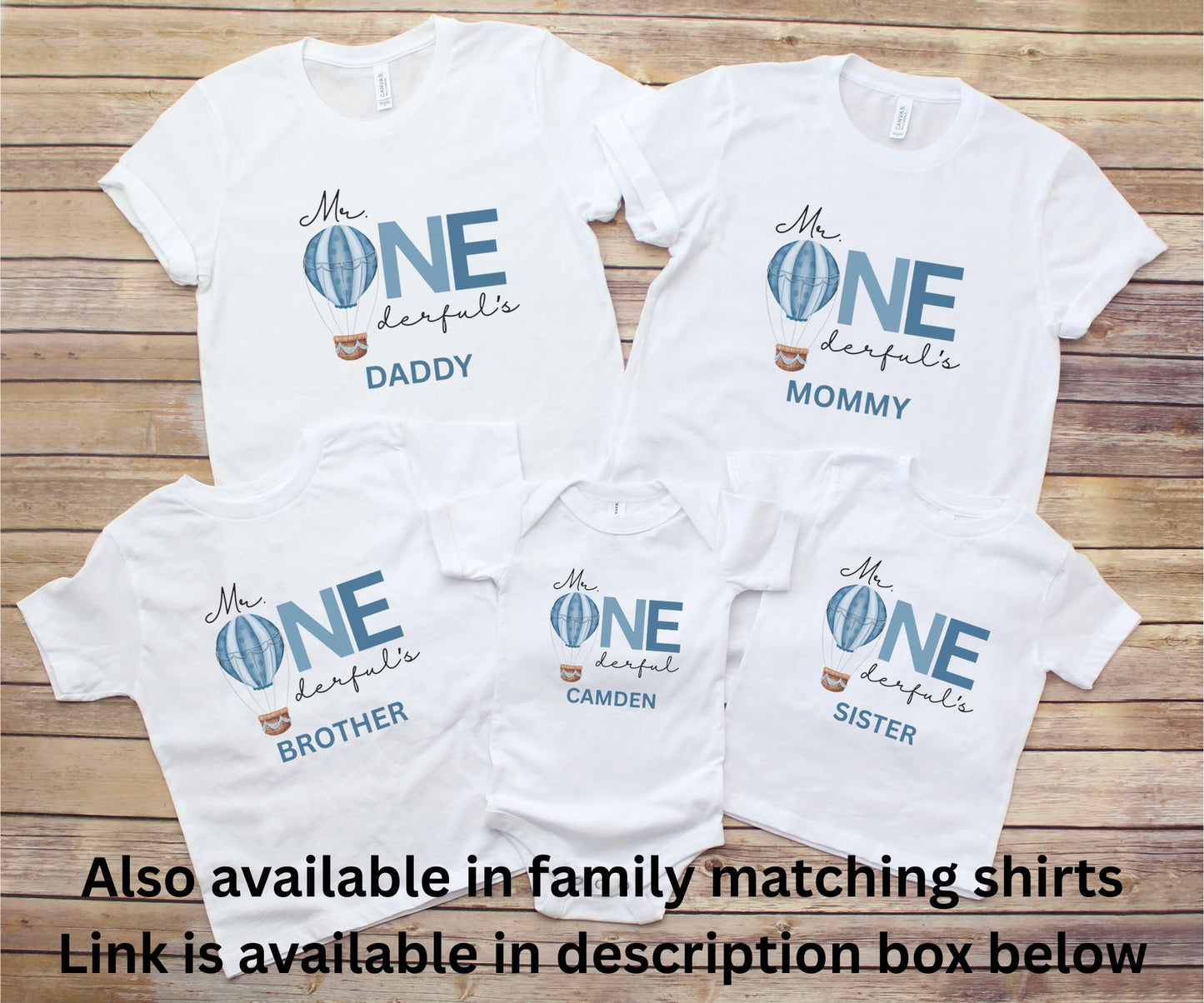 Personalized Blue Hot Air Balloon First Birthday Shirt: 1st Birthday Cake Smash Outfit