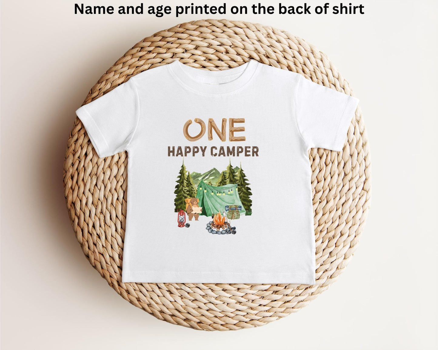 Personalized One Happy Camper First Birthday Shirt | Camping 1st Birthday Outfit | Camping Theme Party | Custom Happy Camper Birthday