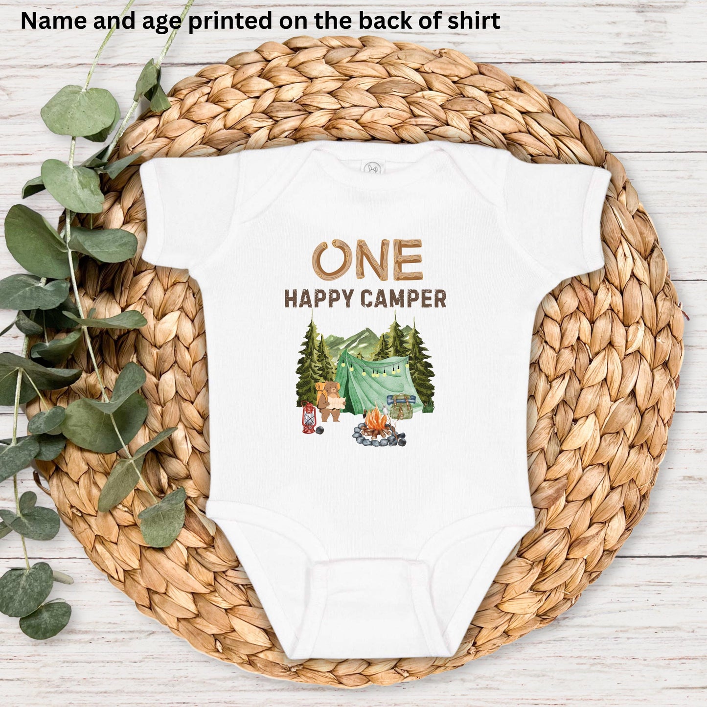 Personalized One Happy Camper First Birthday Shirt | Camping 1st Birthday Outfit | Camping Theme Party | Custom Happy Camper Birthday