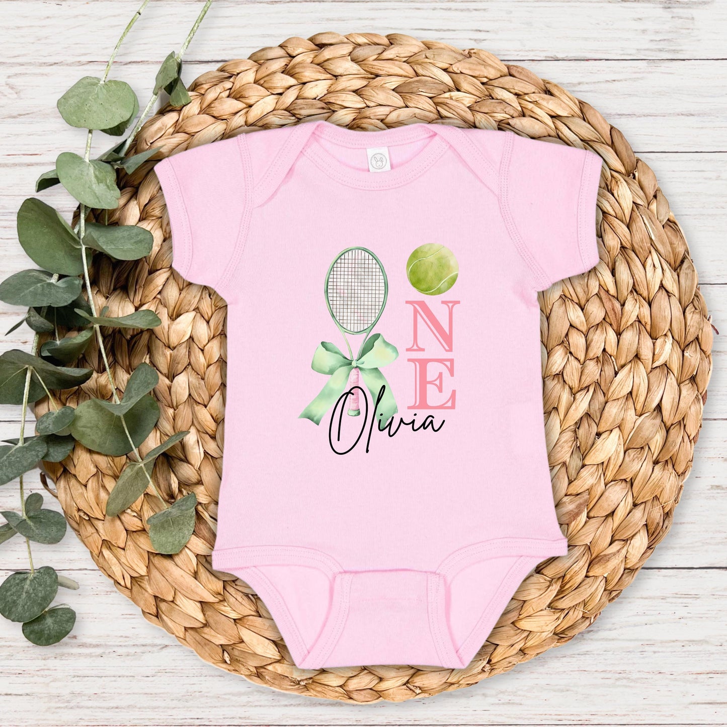Personalized Coquette Tennis Themed 1st Birthday Shirt | Girls First Birthday Shirt | Tennis Birthday Party Outfit | Kids Tennis Tee