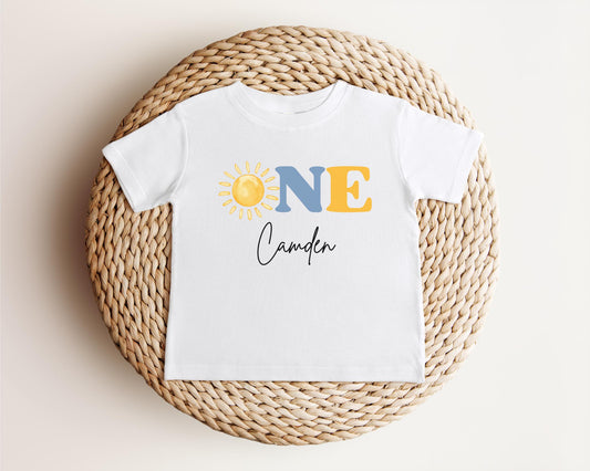 Sunshine First Birthday Shirt: First Trip Around The Sun Outfit for Boy