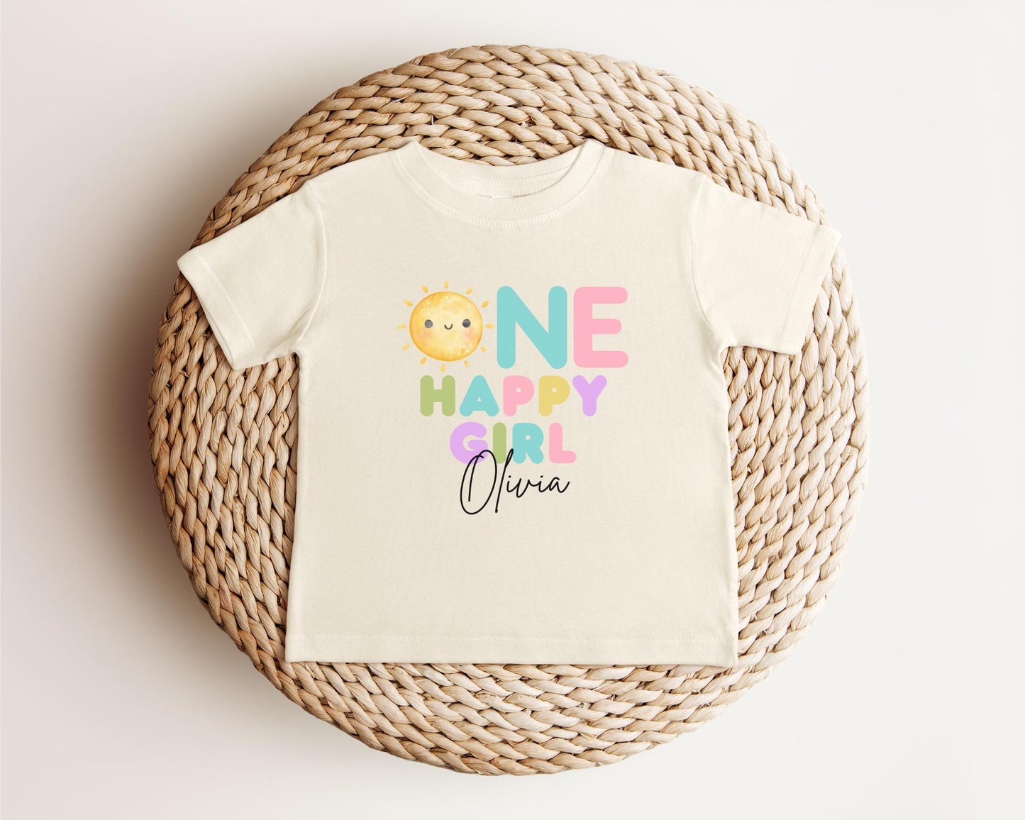 Personalized One Happy Girl First Birthday Shirt | 1st Birthday Shirt for Girl | First Trip Around the Sun Outfit