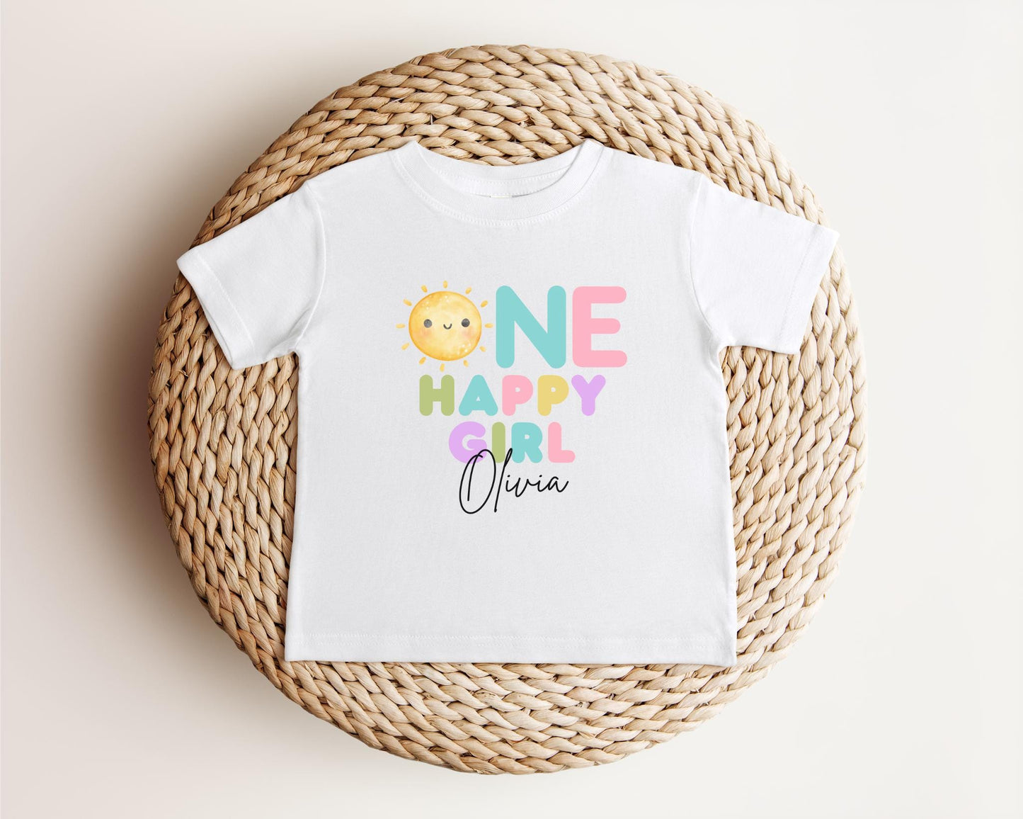 Personalized One Happy Girl First Birthday Shirt | 1st Birthday Shirt for Girl | First Trip Around the Sun Outfit