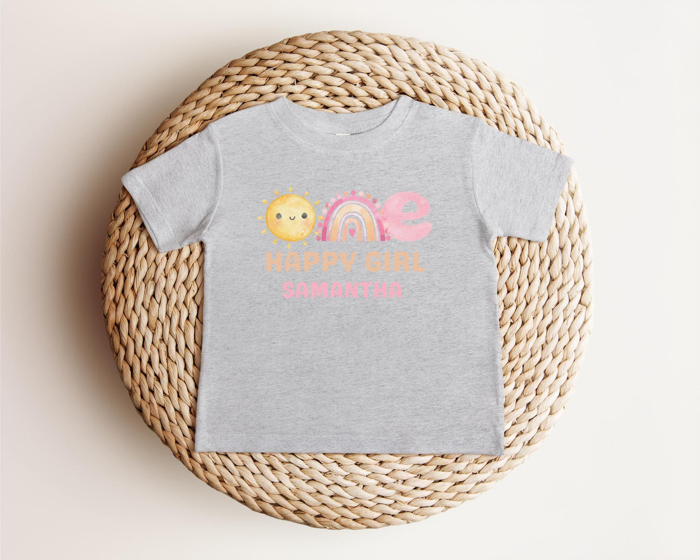 Personalized One Happy Girl First Birthday Shirt | 1st Birthday Rainbow Tee | First Trip Around the Sun Outfit