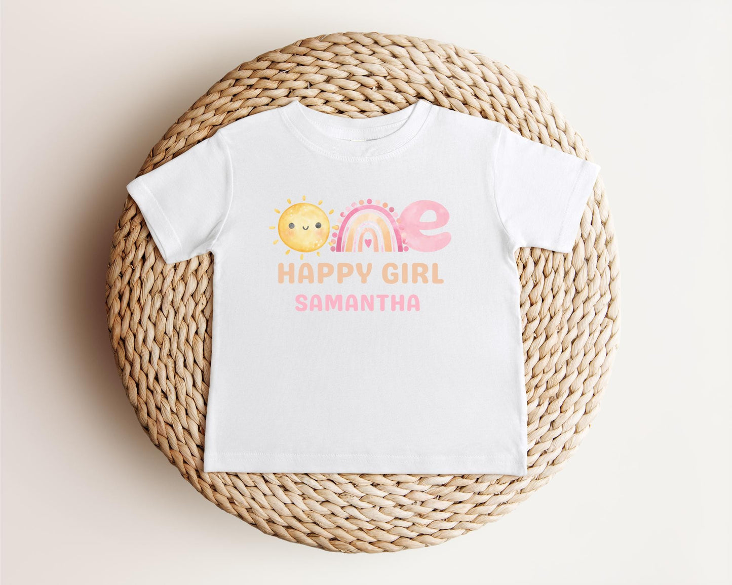 Personalized One Happy Girl First Birthday Shirt | 1st Birthday Rainbow Tee | First Trip Around the Sun Outfit