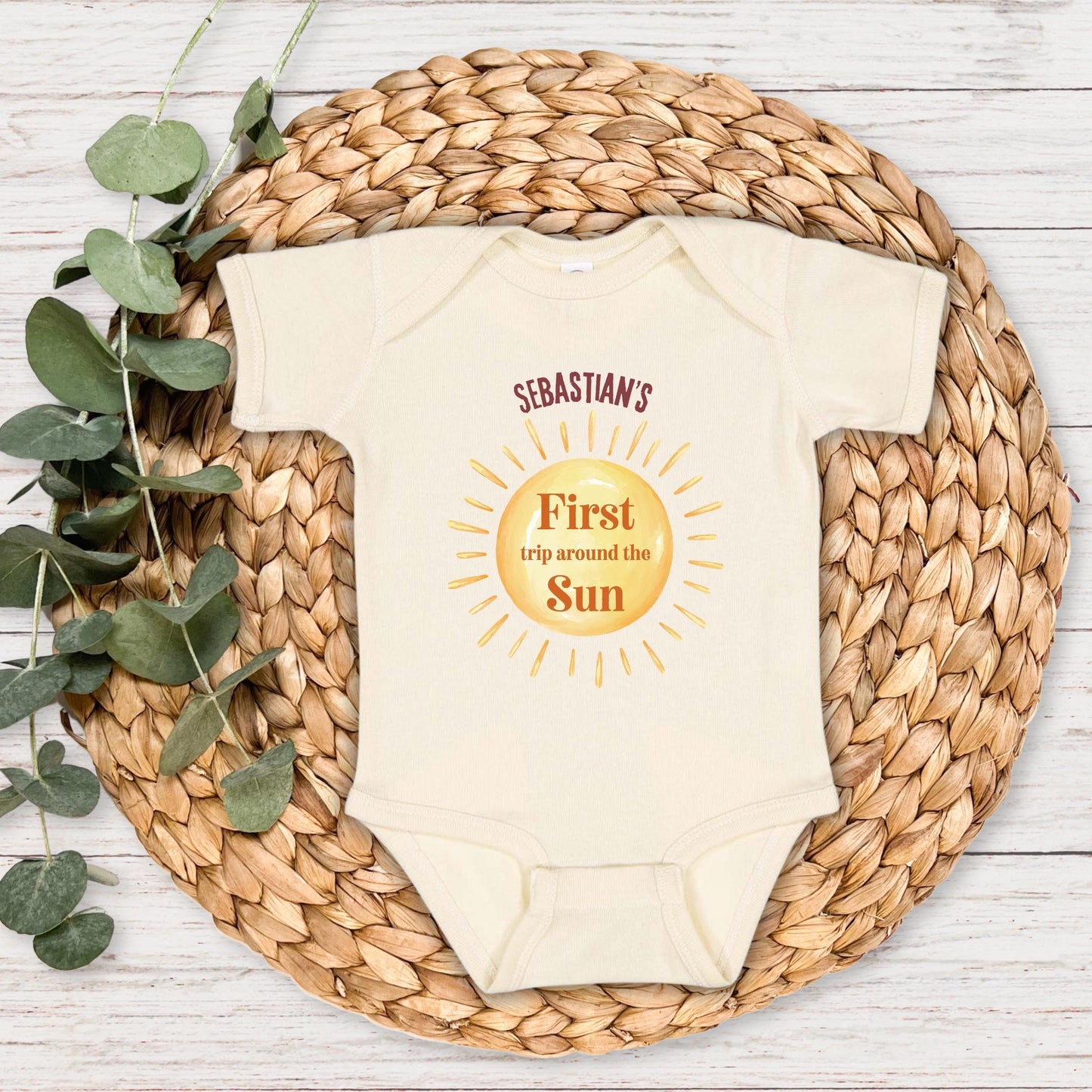 Personalized First Trip Around the Sun Birthday Shirt | Custom 1st Birthday Boy Outfit | Sunshine Birthday