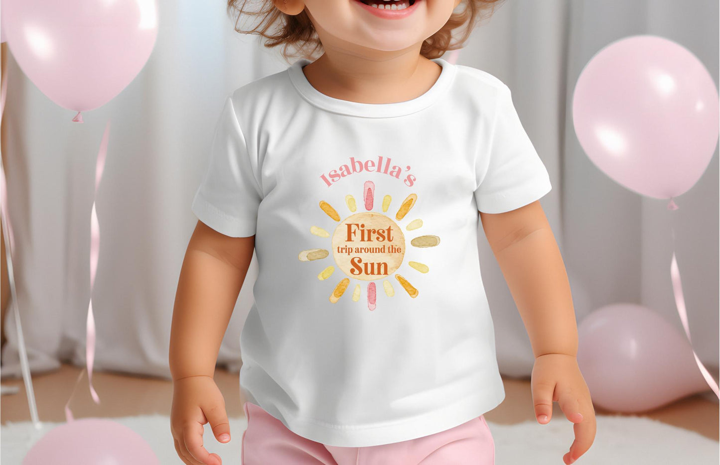 Personalized First Trip Around the Sun Birthday Shirt | Custom 1st Birthday Girl Outfit | Sunshine Birthday
