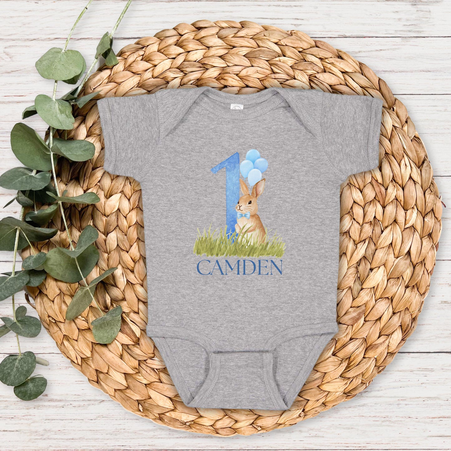 Personalized Bunny First Birthday Tee | Blue Rabbit 1st Birthday Boy Outift | Some Bunny is One | Easter Birthday