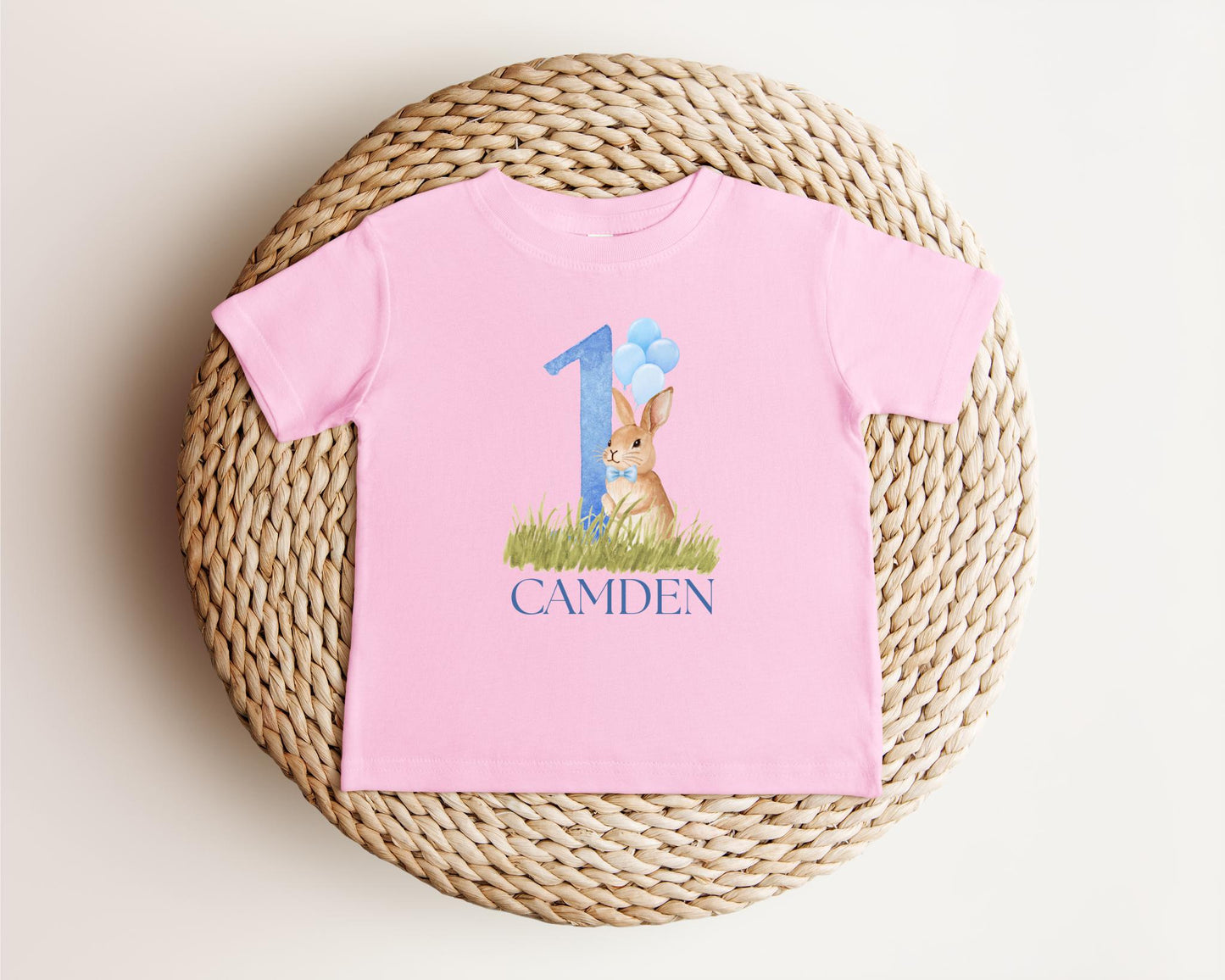 Personalized Bunny First Birthday Tee | Blue Rabbit 1st Birthday Boy Outift | Some Bunny is One | Easter Birthday