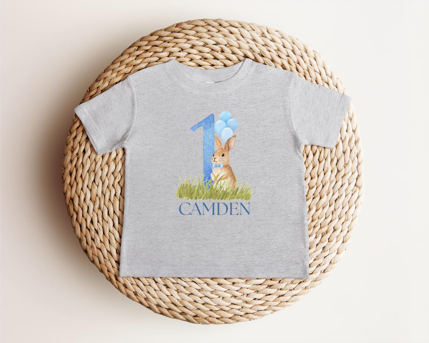 Personalized Bunny First Birthday Tee | Blue Rabbit 1st Birthday Boy Outift | Some Bunny is One | Easter Birthday