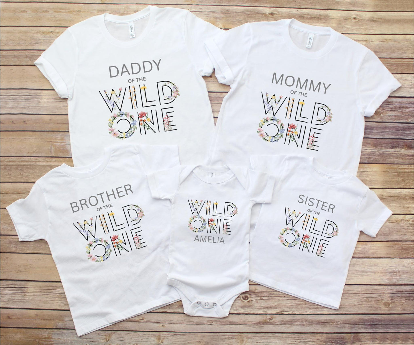 Wild One Wildflower First Birthday Family Matching Shirts | Girls Floral 1st Birthday Outfit | Flower Birthdady Tee
