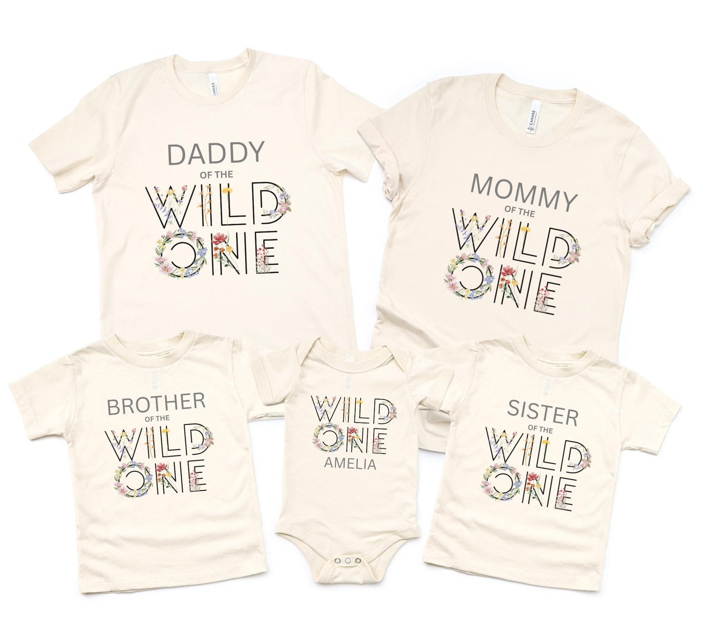 Wild One Wildflower First Birthday Family Matching Shirts | Girls Floral 1st Birthday Outfit | Flower Birthdady Tee