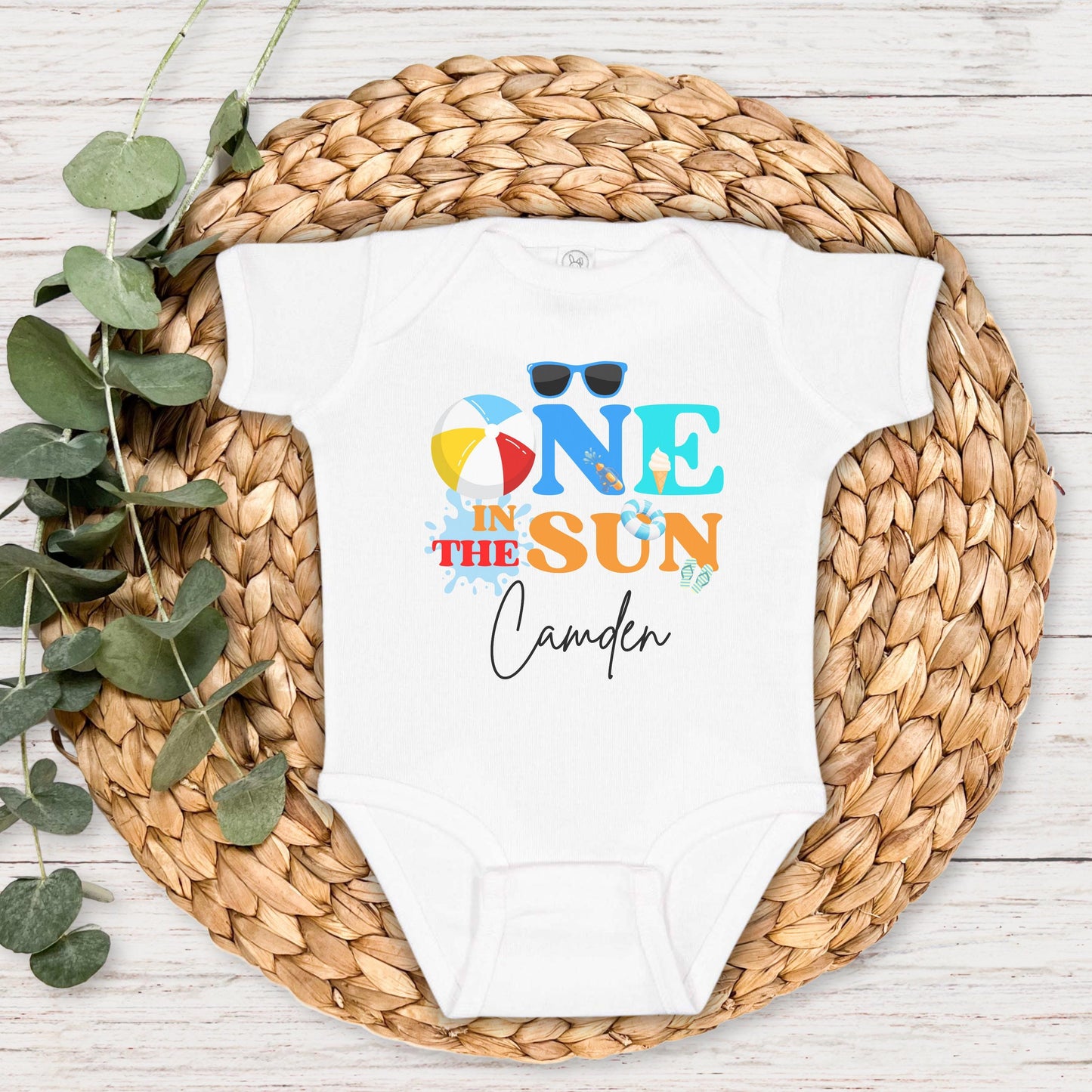 Personalized One In The Sun Pool Party Theme Birthday Boy Shirt | 1st Birthday Outfit | Summer Splish Splash Swimming Pool Birthday Party