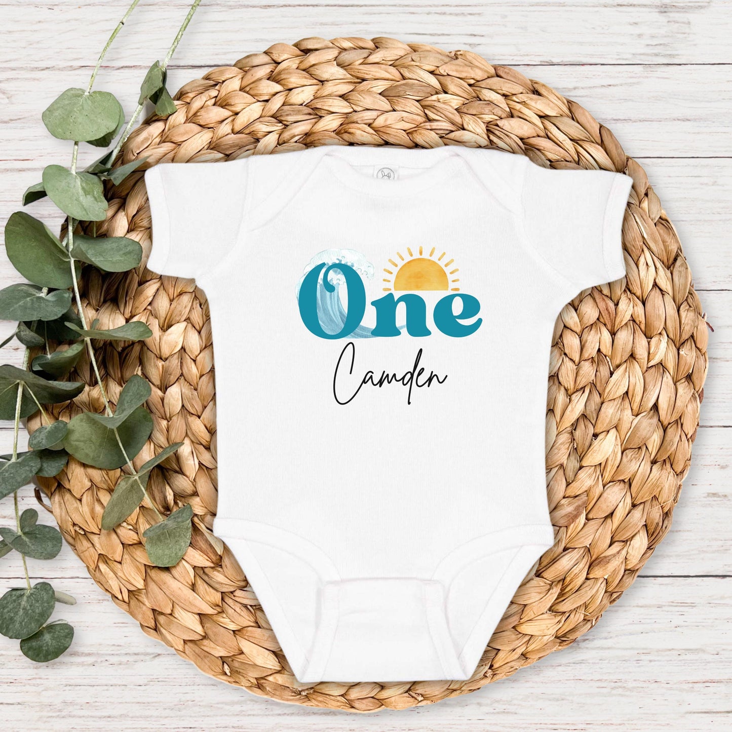 Personalized Surf First Birthday Shirt | The Big One Shirt | 1st Birthday Tee | Catch A Wave Birthday Outfit | Toddler Boy Surfer