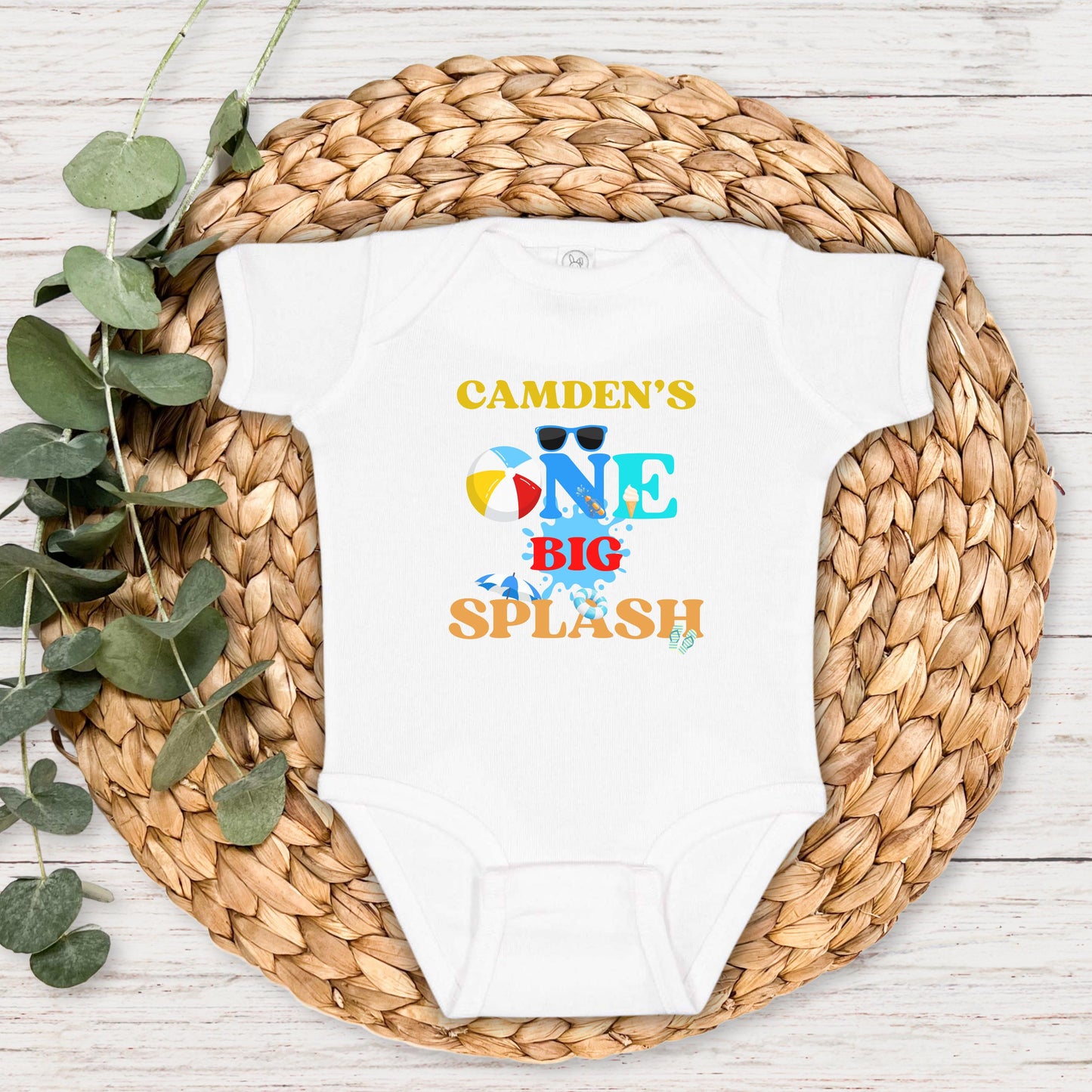 Personalized One Big Splash Pool Party Theme Birthday Boy Shirt | 1st Birthday Outfit | Summer Splish Splash Swimming Pad Birthday