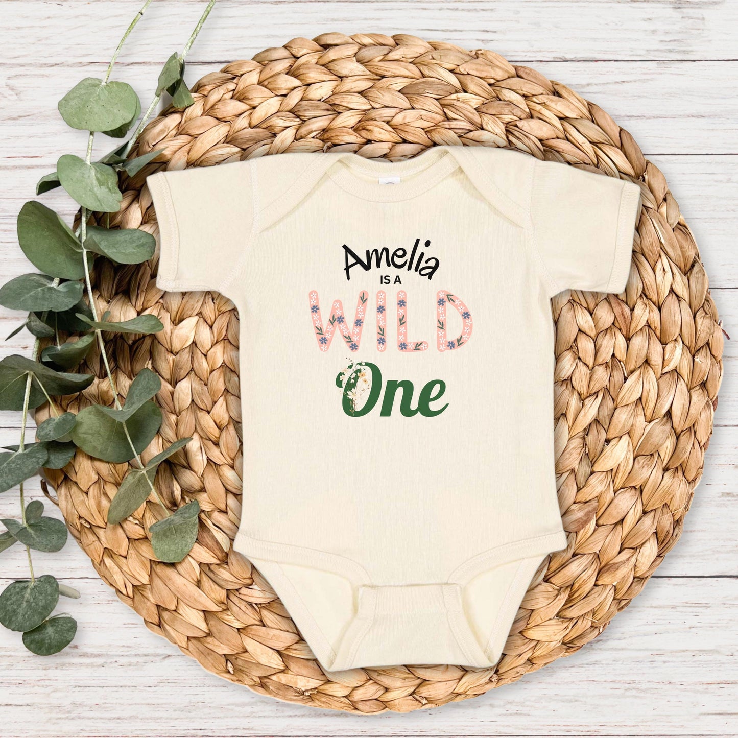 Personalized Wild One First Birthday Floral Shirt | Boho 1st Birthday Girl's Outfit | Wild Flower Birthday Party Birthday Party