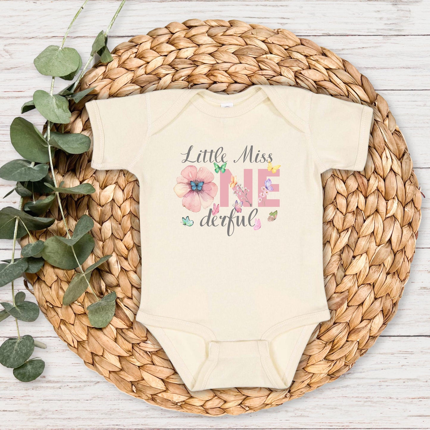 Little Miss ONEderful First Birthday Floral Shirt | Girl Boho Wildflower 1st Birthday Outfit | Butterfly Theme Birthday