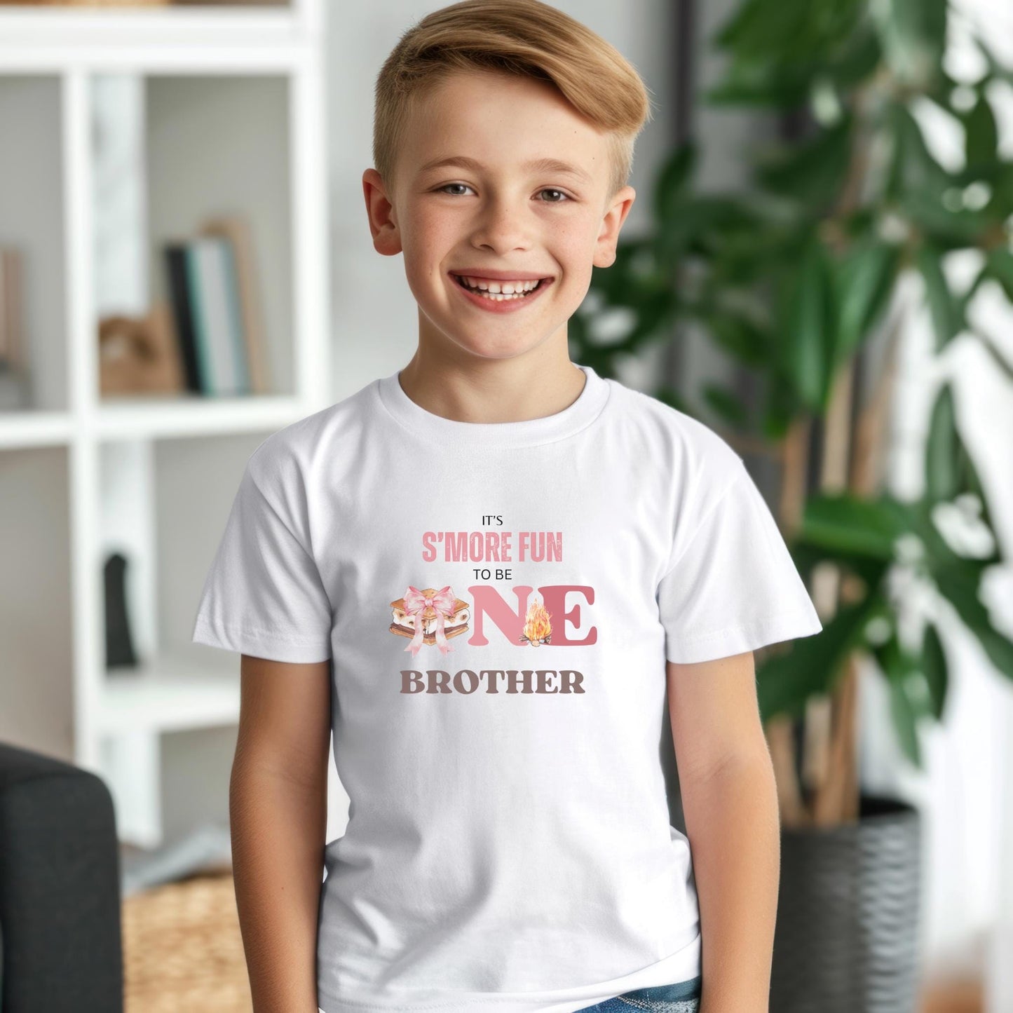 Personalized Pink S'more Fun To Be One Shirt | S'more Camping Girl's 1st Birthday Outift | Custom Smores Matching Family Birthday Tee