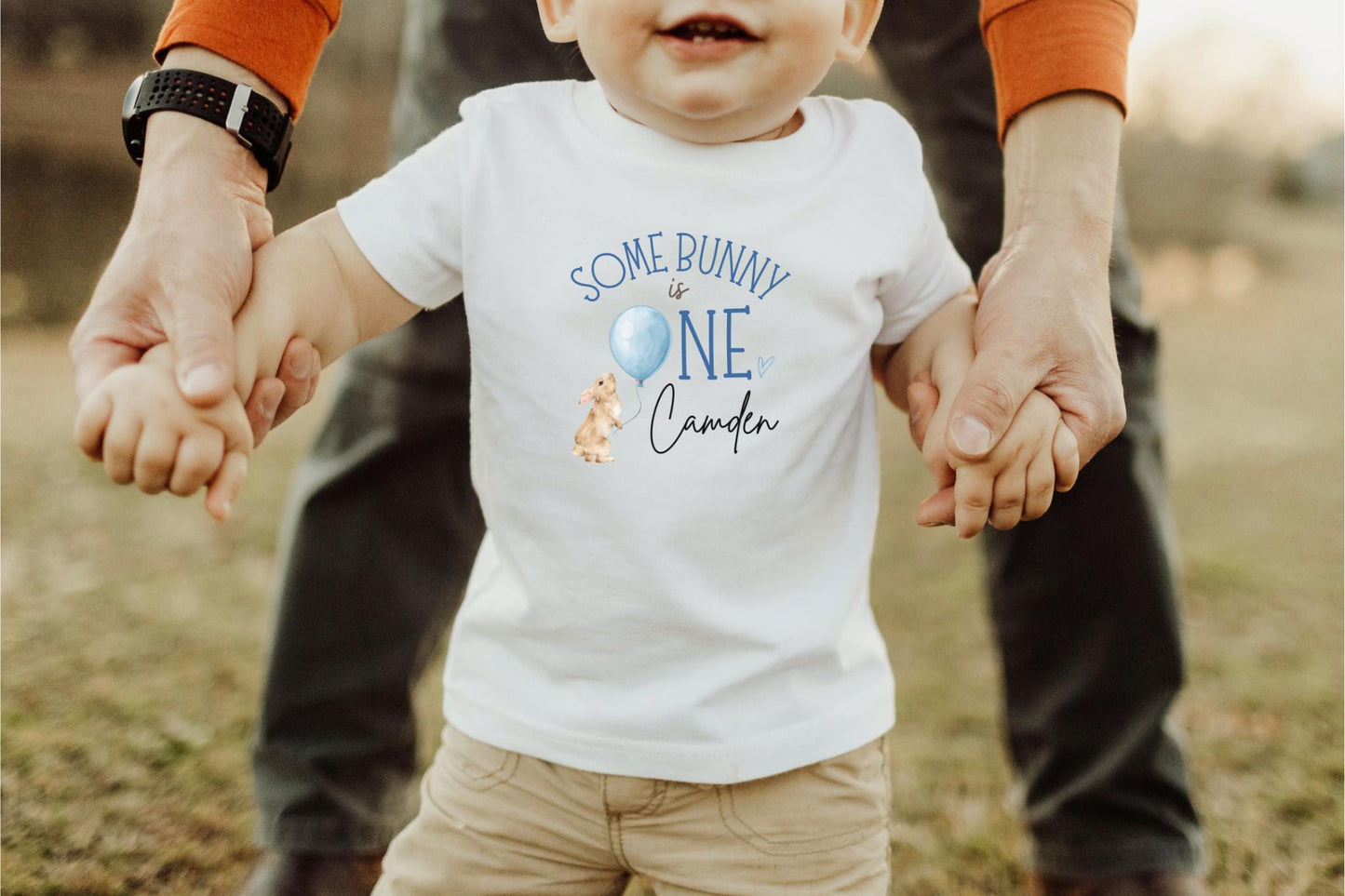 Personalized Some Bunny is One First Birthday Shirt | Custom Boy 1st Birthday Tee | Blue Rabbit Themed One Birthday Outfit