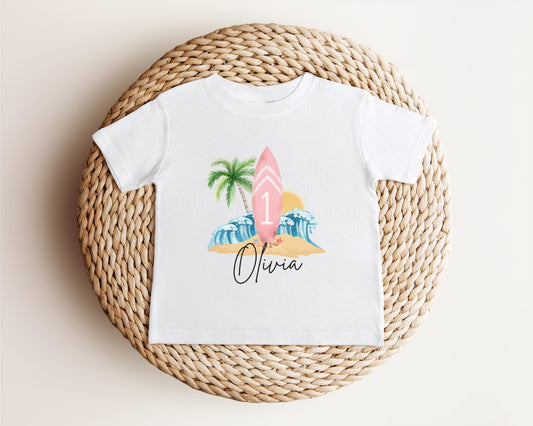 Personalized Beach Surfboard First Birthday Shirt | The Big One Boy Girl Surfing 1st Birthday Outfit