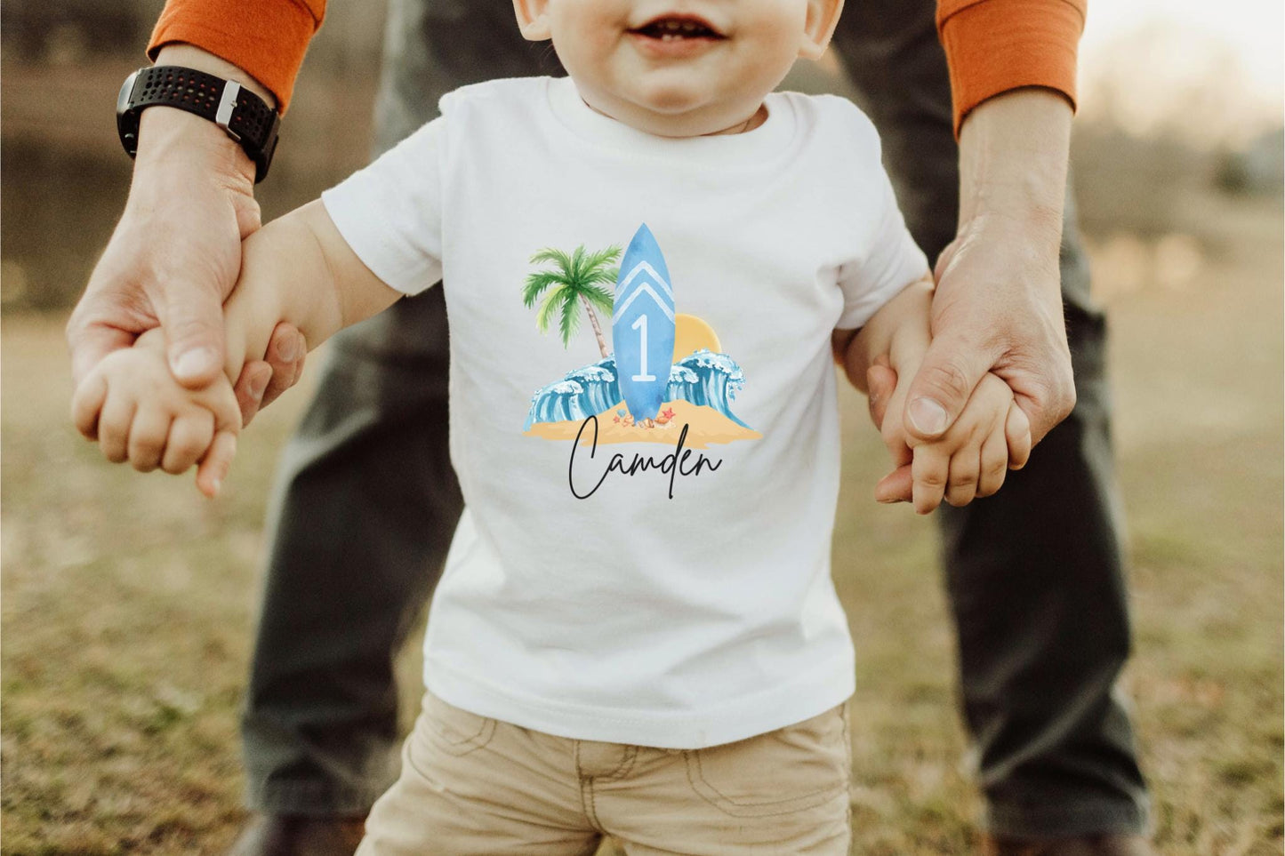 Personalized Beach Surfboard First Birthday Shirt | The Big One Boy Surfing 1st Birthday Outfit