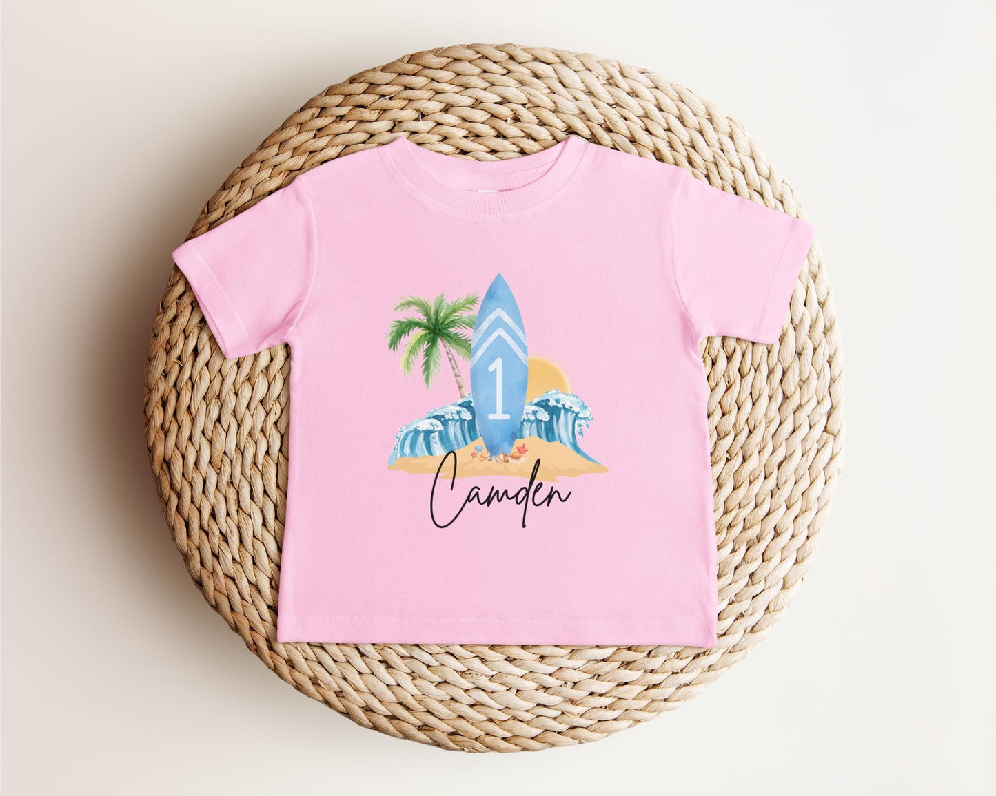 Personalized Beach Surfboard First Birthday Shirt | The Big One Boy Surfing 1st Birthday Outfit