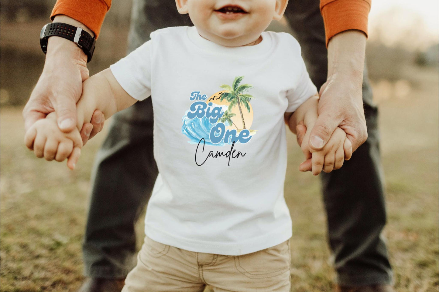 Personalized The Big One First Birthday Shirt | Surfing Beach Theme 1st Birthday Outfit | Ocean Wave Surfer Tee