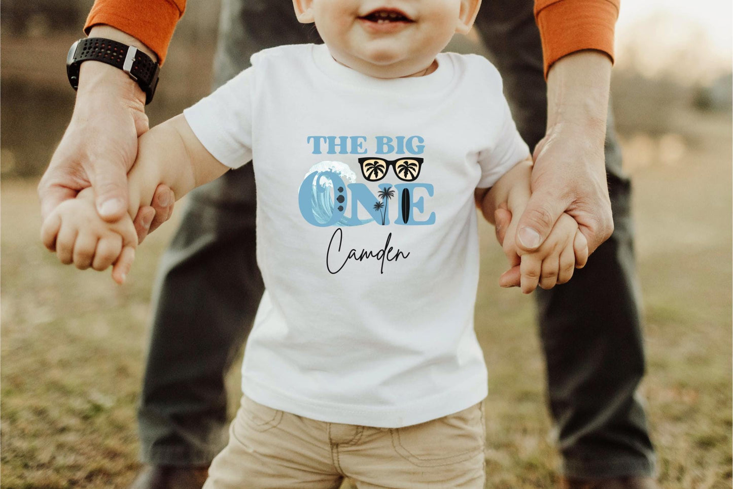 Personalized The Big One Boy Surfing First Birthday Shirt | Beach Surfboard 1st Birthday Outfit