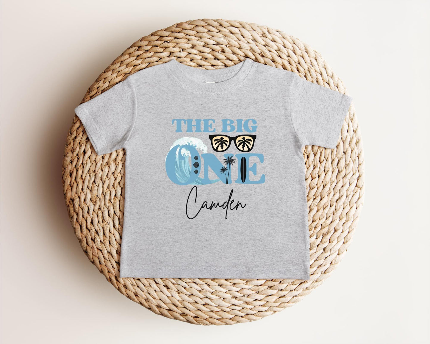 Personalized The Big One Boy Surfing First Birthday Shirt | Beach Surfboard 1st Birthday Outfit