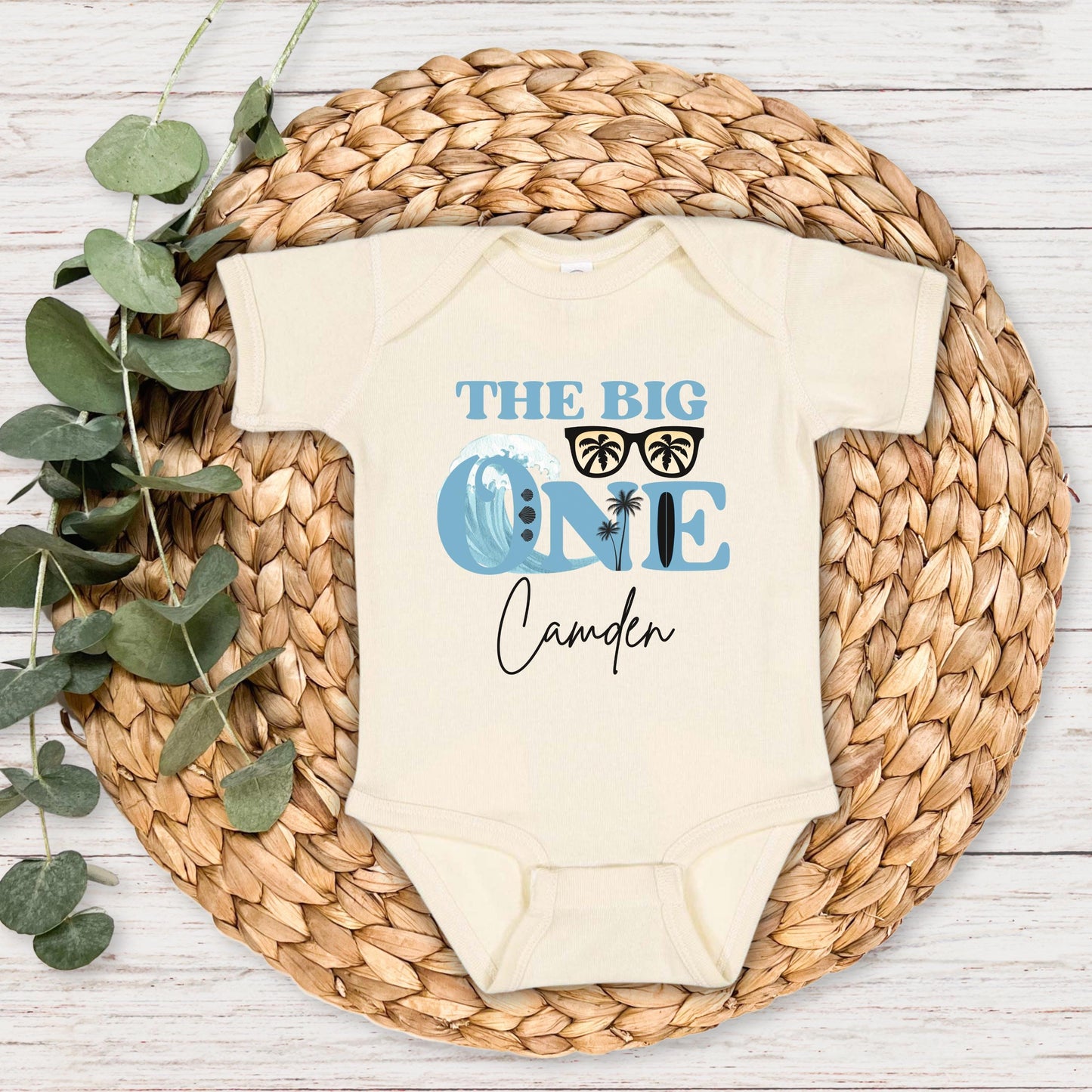 Personalized The Big One Boy Surfing First Birthday Shirt | Beach Surfboard 1st Birthday Outfit