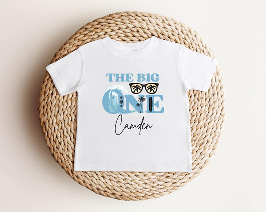 Personalized The Big One Boy Surfing First Birthday Shirt | Beach Surfboard 1st Birthday Outfit